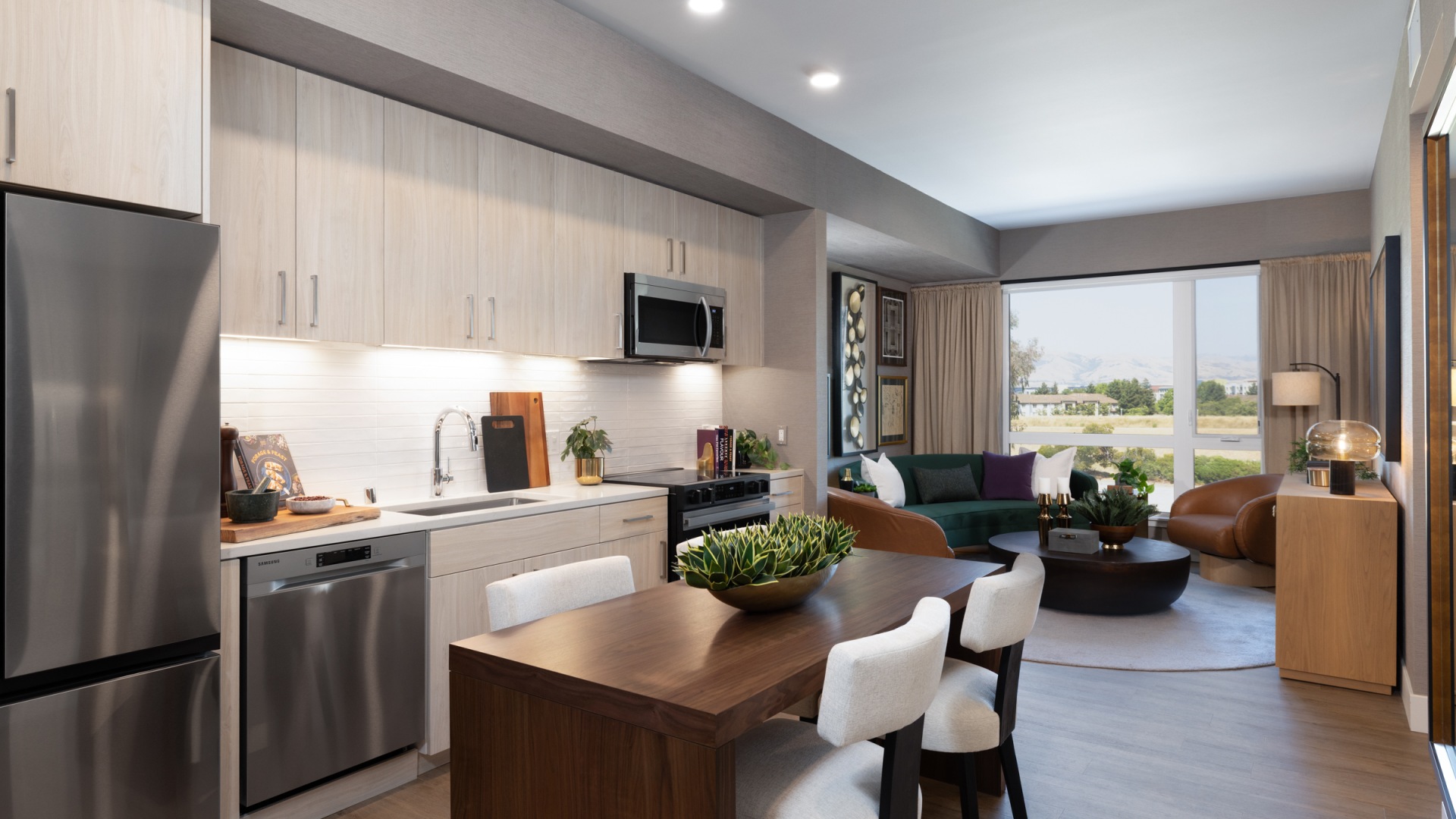 kitchen with moveable island
